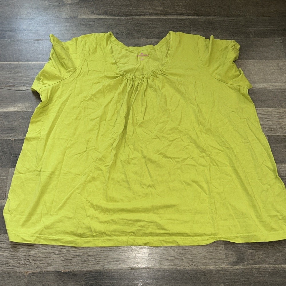 Woman Within Sz 4X 34/36 Green Tee Shirt Short Sleeve Casual Top